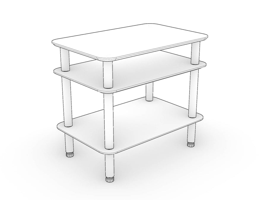 The finished KittaParts unit standing upright with a clean flush top and adjustable feet