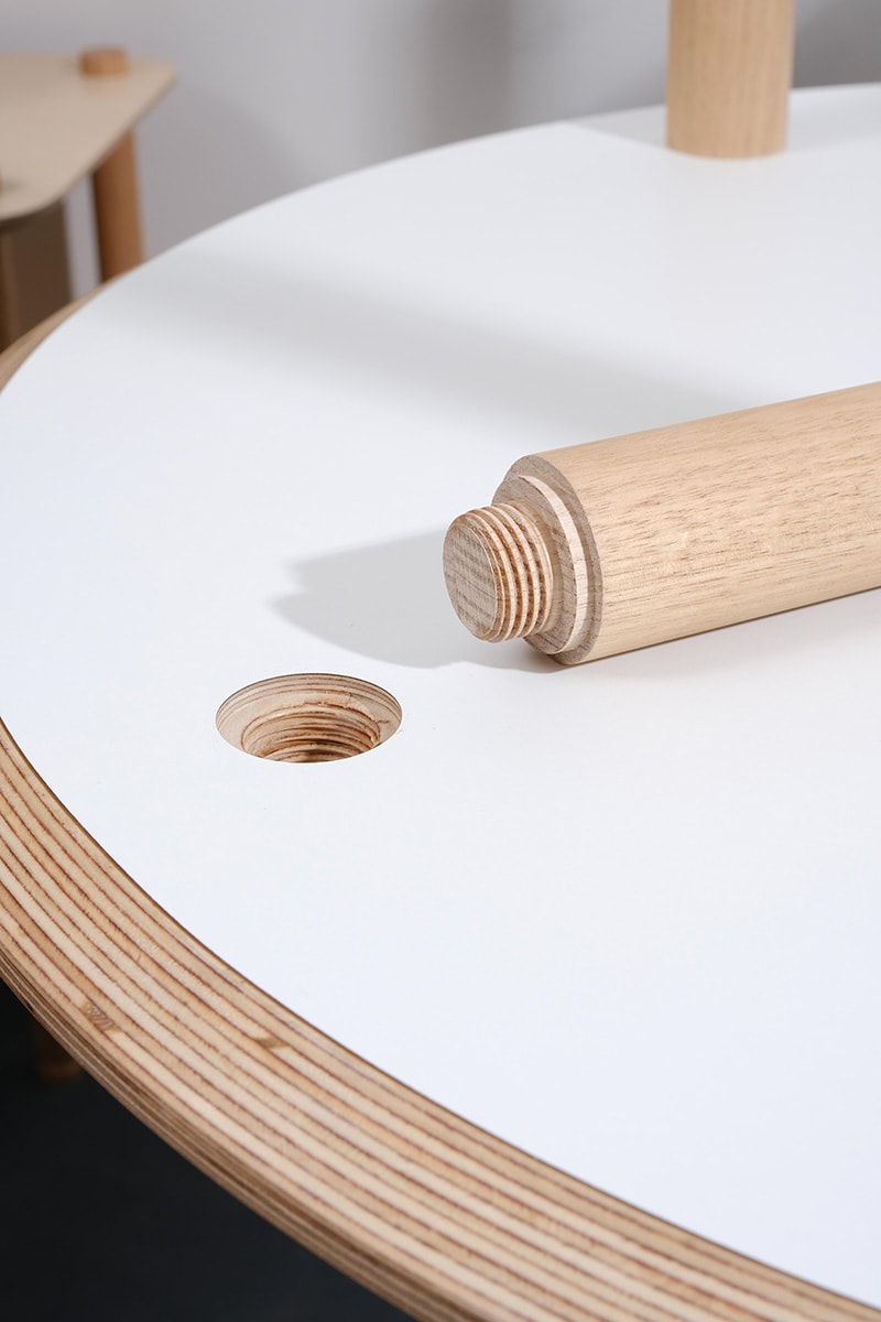 Close up of threaded dowel