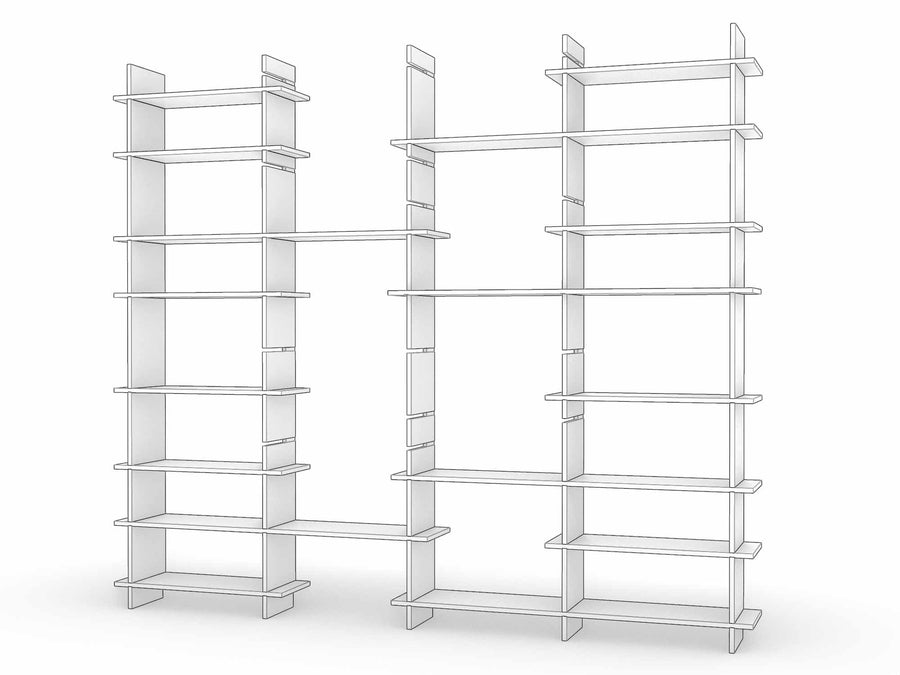 Remaining shelves added across all sections of the unit