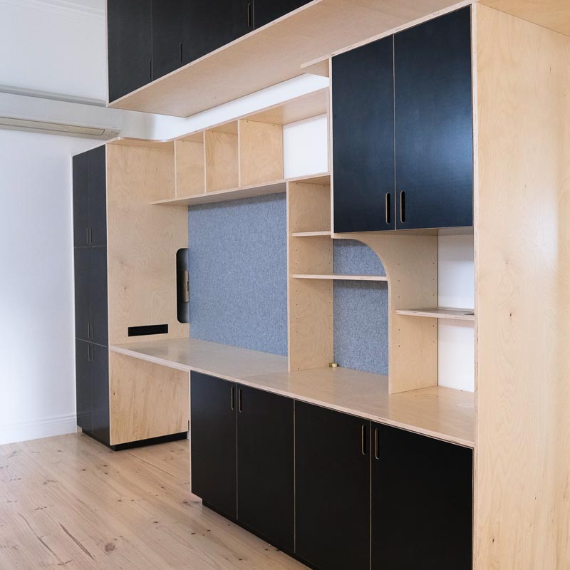 Custom entertainment unit in Birch ply