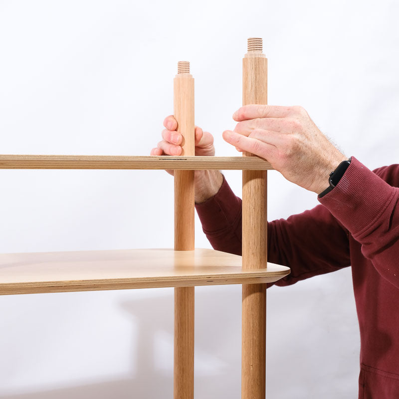 Close up of Kent threading the KittaParts dowels