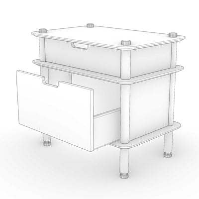 A KittaParts unit with a drawer pulled open